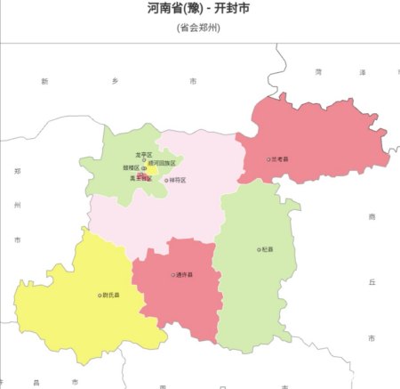 地级市 开封市 龙亭区顺河回族区鼓楼区 禹王台区祥符区 杞县通许县