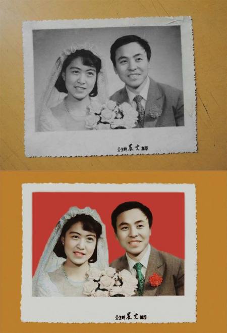 老照片修复鉴赏,70~90年代结婚照修复