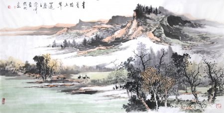 他的山水画,笔墨恣肆劲健,泼辣蕴藉,深得山水的写意