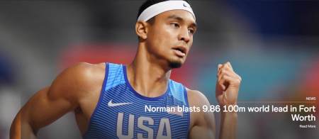 最近,美国22岁短跑天才迈克尔诺曼在一场小规模100米比赛中以9秒86的