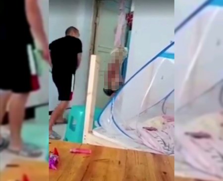 男子将犯错儿子倒着吊起来,在其赤裸的身上疯狂抽打,令人发指