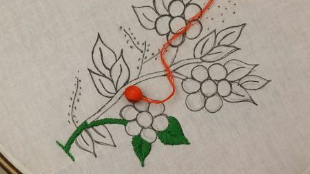 手工刺绣作品,带你学习如何刺绣漂亮的红果实图案!