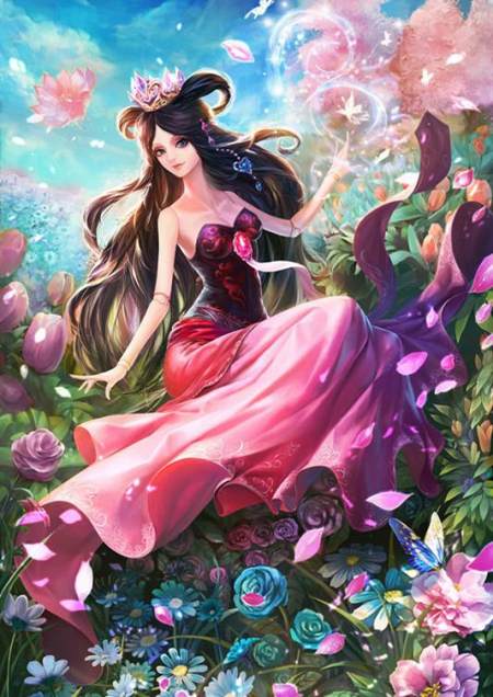 叶罗丽手机壁纸,罗丽公主坐在百花丛中,齐娜黑化模样