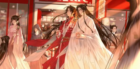 《天官赐福》肯德基同人图,花怜一起吃甜筒,也甜到了粉丝的心中