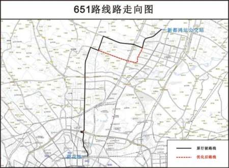 新都市民注意,651路公交优化调整,将走兴城大道,同时取消x47路