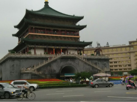 钟鼓楼广场地标性的建筑，晚上华灯初上，展现绚烂的梦幻美景