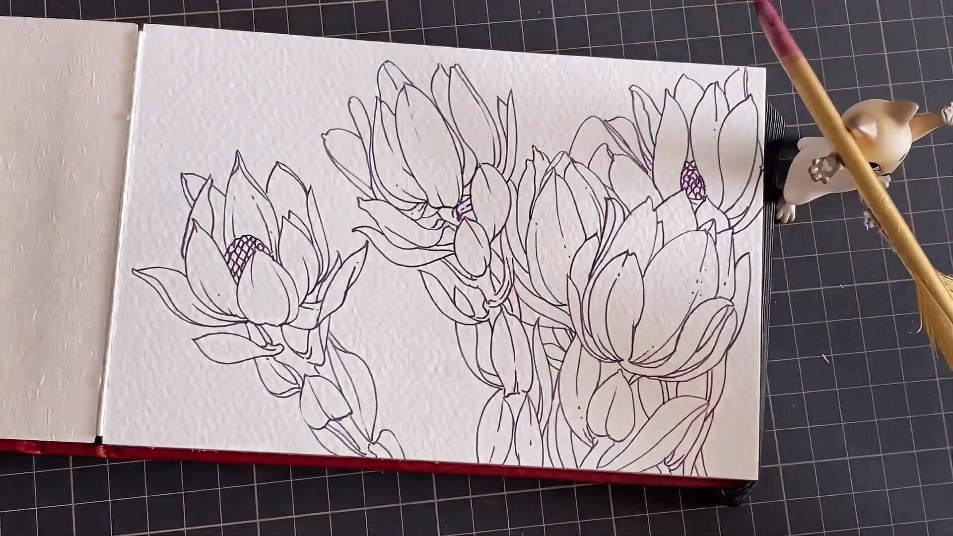 用自制鹅毛笔画几朵花吧