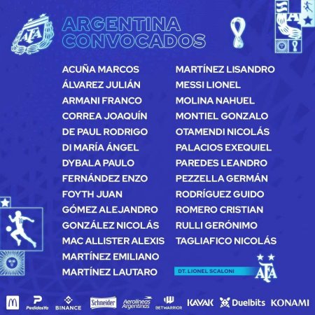 巴西世界杯阿根廷名单 阿根廷球队成员梅西 欧洲杯阿根廷球员名单 阿根廷奥运会男足名单梅西 阿根廷队公布26人大名单 梅西迎第五次世界杯之旅