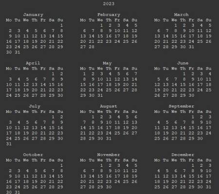 在Python中打印输出日历的多种方法(python用for打印全年日历)