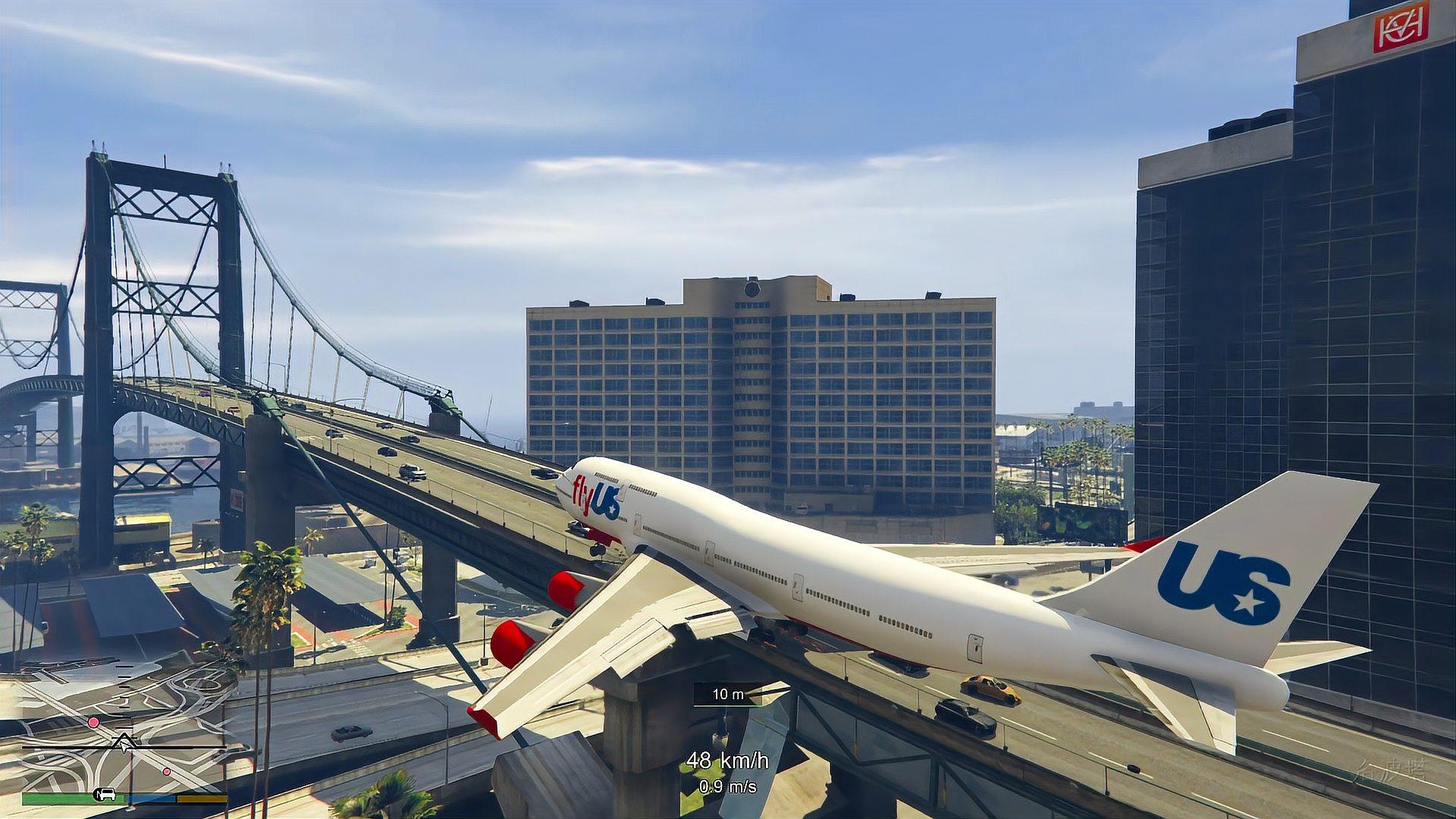 gta5:駕駛飛機降落城市公路的精彩瞬間