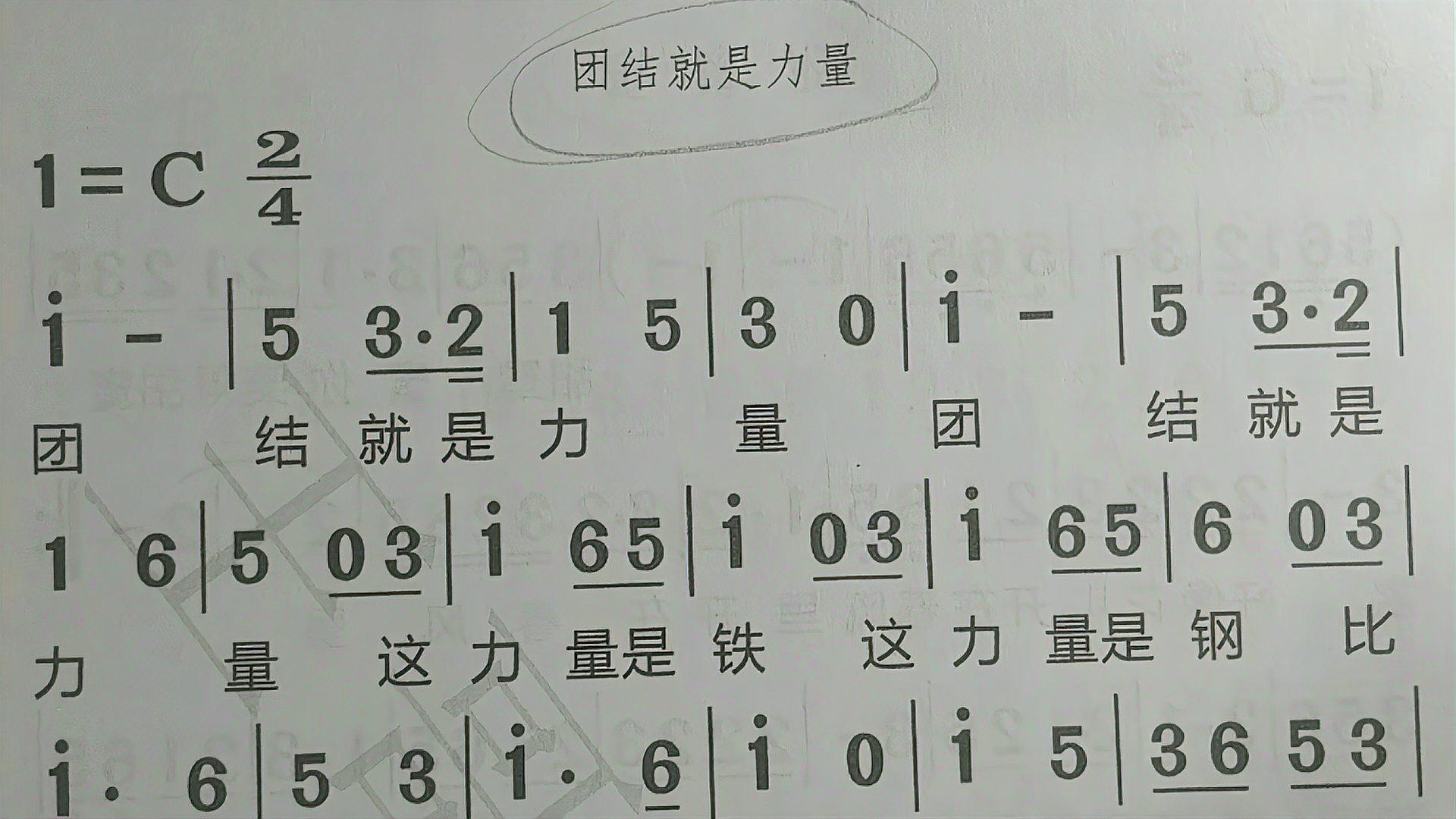 歌曲《团结就是力量》,简谱教唱1