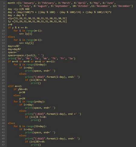 在Python中打印输出日历的多种方法(python用for打印全年日历)