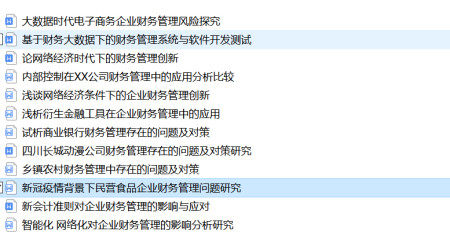 在進行相關論文選題時常從企業管理,預算管理,財務風險管理,財務戰略
