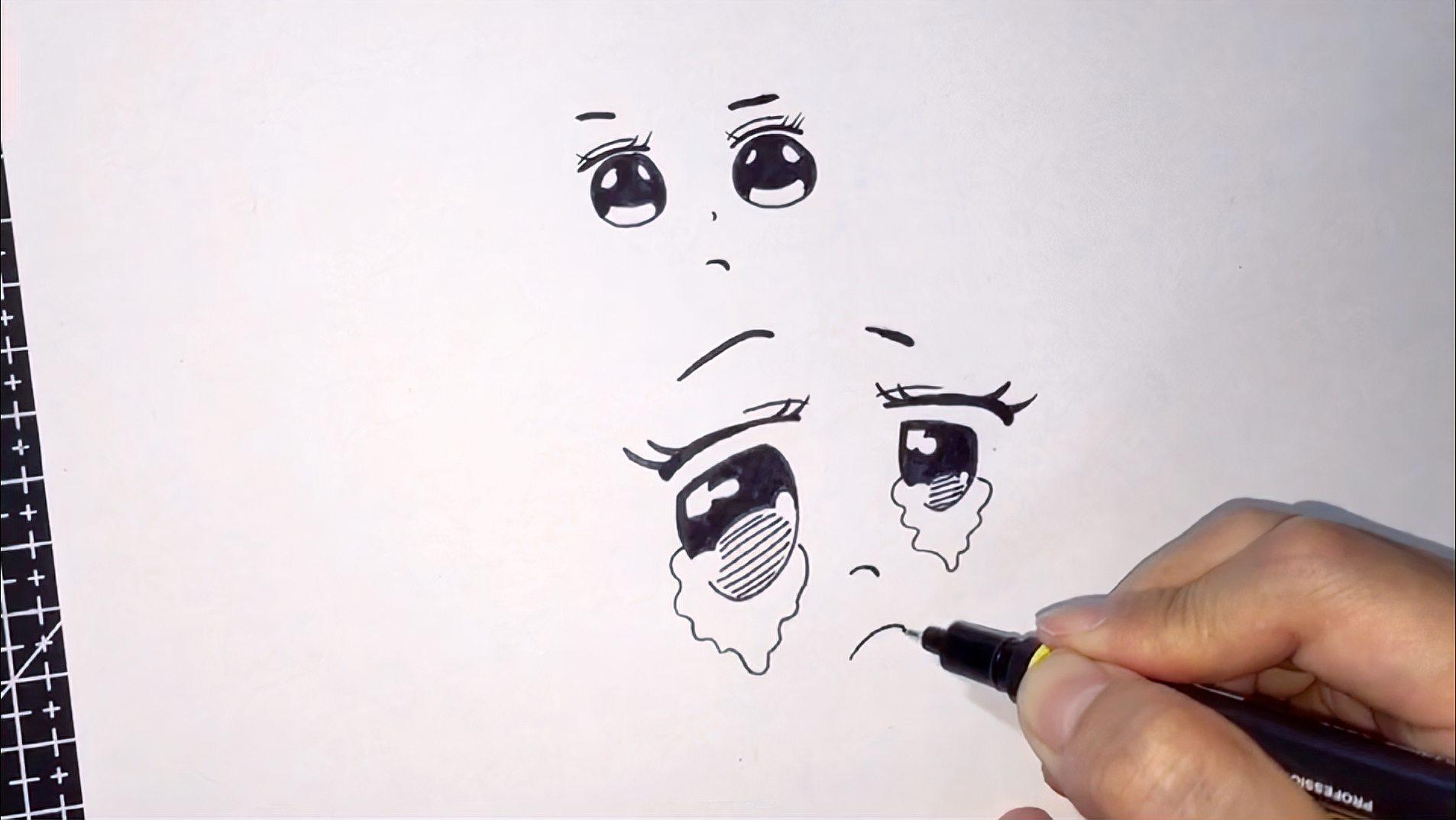 卡通简笔画流泪眼睛的画法,收藏备用,学不会你打我